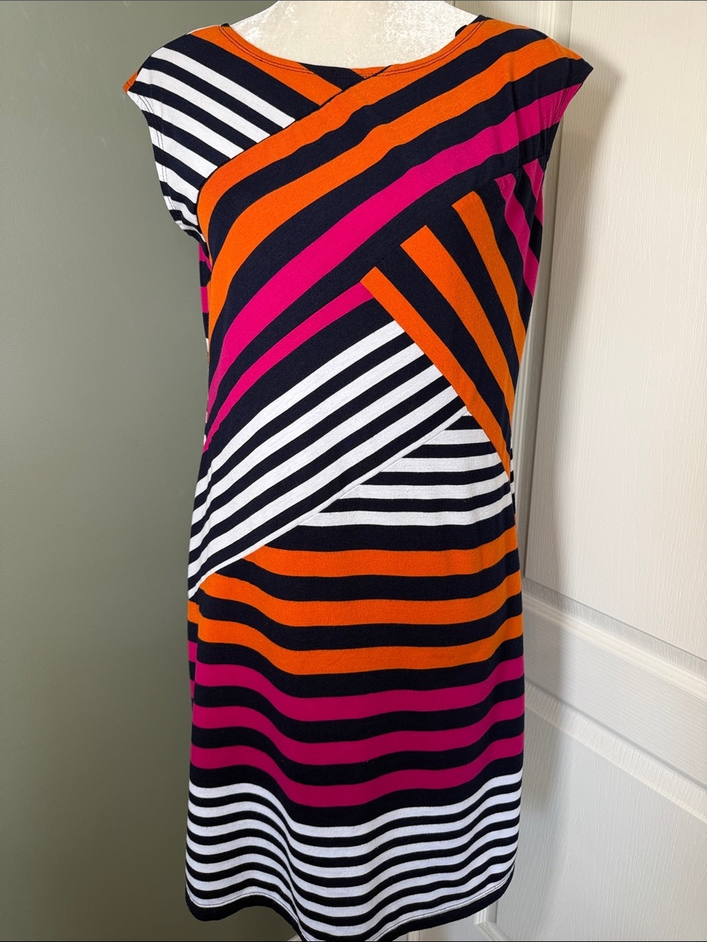 Alyx Limited Colorblock Stripe Dress Sleeveless Sheath Pink Orange XL